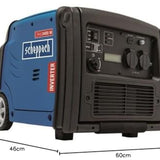 Scheppach Inverter Benzin Stromerzeuger SG3400i - 3400W | 5,1 PS | 2x 230V Steckdosen, 1x 12V | 61dB | Elektrostart mit Fernbedienung & Seilzugstart | Handgriff + Fahrvorrichtung | Stromgenerator