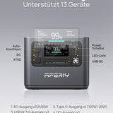 AFERIY 2400W Tragbare Powerstation, 2048Wh LiFePO4 Batterie, 1,7 Stunde Schnellladung, 13 Anschlüsse, Sinuswellen 230V, USV, Mobile Stromversorgung für Outdoors Camping, 7 Jahre Garantie
