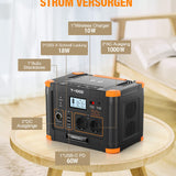 GRECELL Powerstation 1000W, 999Wh Solargenerator, Mobiler Stromspeicher mit AC/DC/USB, Power Station Solar für Camping, Outdoor, Notstrom Notfälle, (T-1000)