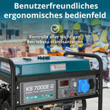 Könner & Söhnen KS 7000E G - Hybrid Benzin-LPG 4-Takt Stromerzeuger,Kupfer Generatoren 5500 Watt,1x16A,1x32A,E-Start, Automatischer Spannungsregler 230V Generator für Haus,Garage oder Werkstatt