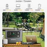 AFERIY 2400W Tragbare Powerstation, 2048Wh LiFePO4 Batterie, 1,7 Stunde Schnellladung, 13 Anschlüsse, Sinuswellen 230V, USV, Mobile Stromversorgung für Outdoors Camping, 7 Jahre Garantie