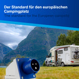 REV Caravan, CEE-Stecker Wand 230V, 3-polig, 1Ph + N+ PE, IP44, blau